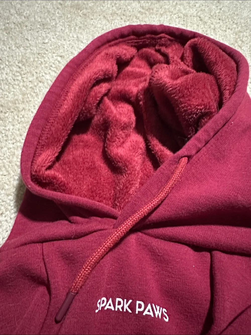 Spark Paws Maroon Fleece Dog Hoodie